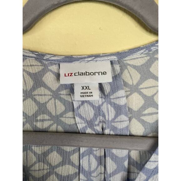 Liz Claiborne Purple and White Short Sleeved Blouse Size XXL - Picture 2 of 4